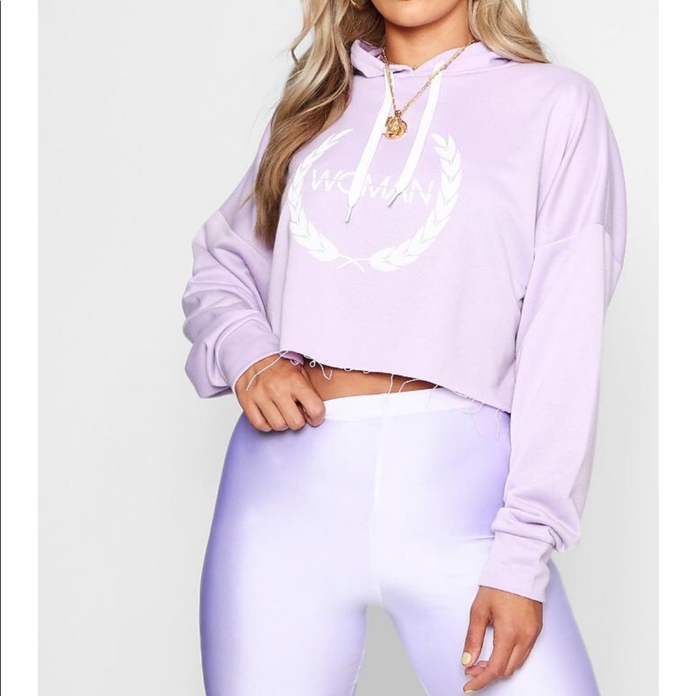 Plus Women Print Cropped Hoody